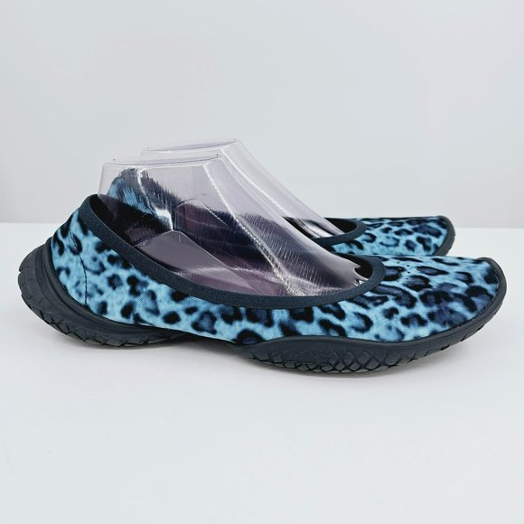 LISSOM Flytes 11.5 Ballet Flats Blue Leopard Print Navy Soles Slip On Comfort - Picture 5 of 15
